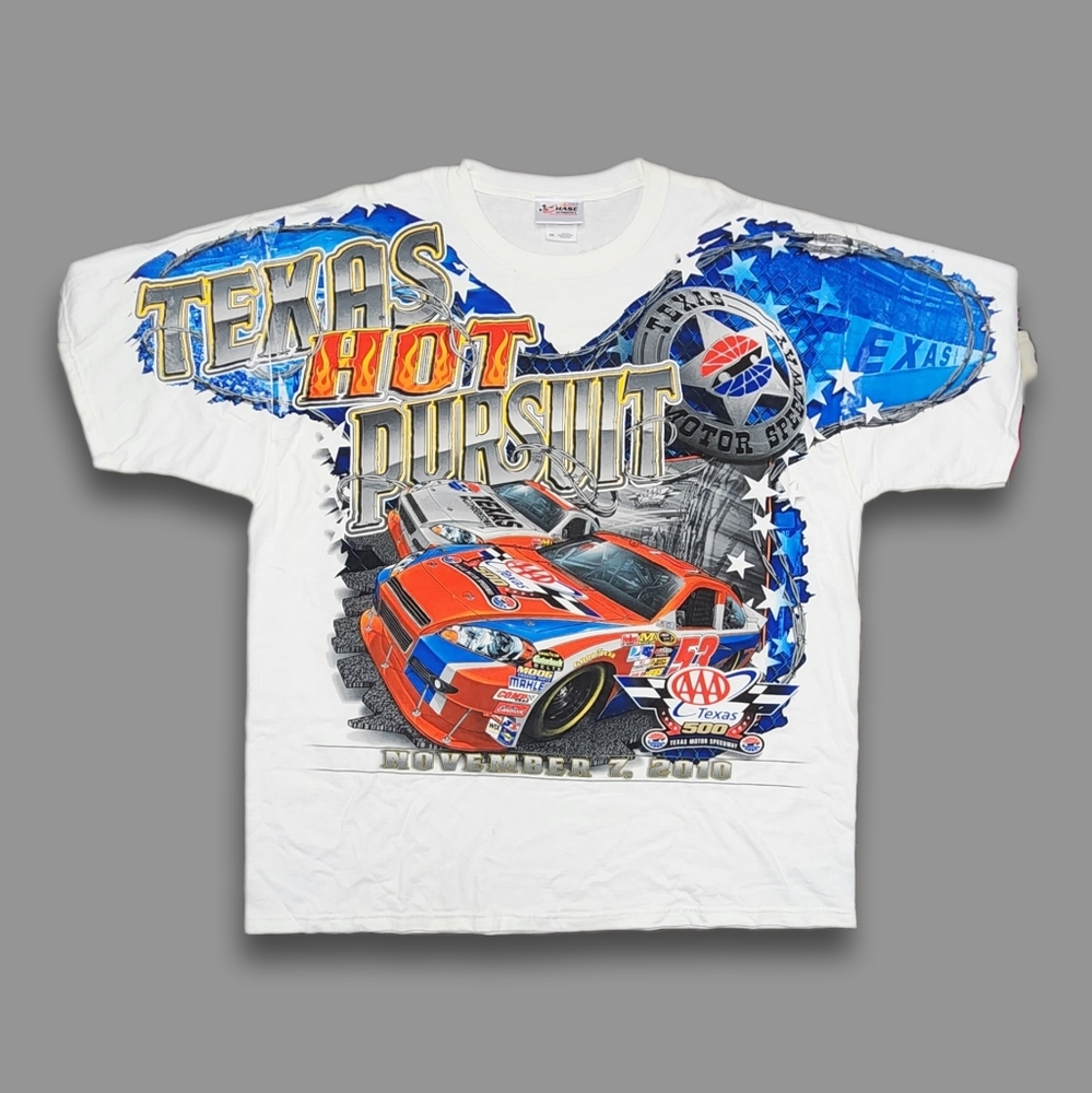 Texas Motor Speedway Nascar 2010 Hot Pursuit All Over Graphic T-Shirt Size 2XL